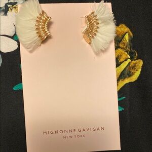 Mignonne Gavigan Gold and White Statement Earrings